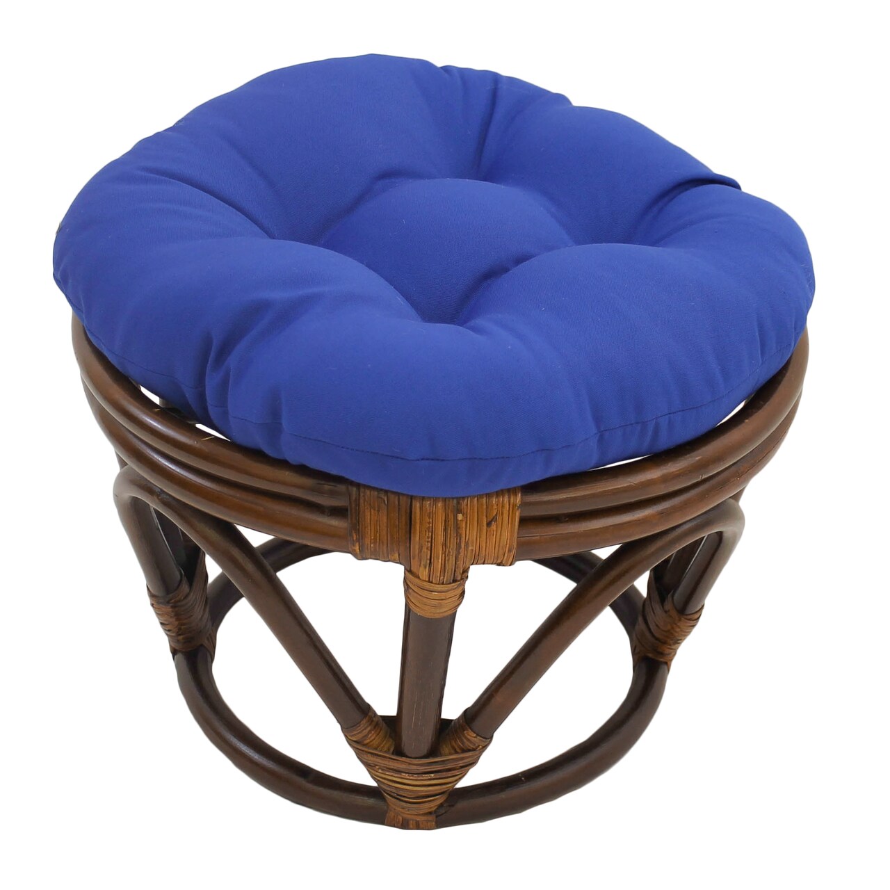 18-inch Round Solid Twill Tufted Footstool Cushion - Royal Blue
